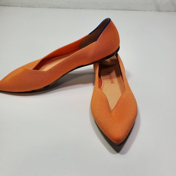 Rothy’s The Point in Orange Tangerine Flats Women Shoes Size 11 shell botton - Picture 2 of 7